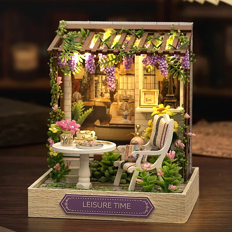 DIY Mini Flower House Kit – 3D Puzzle & Dollhouse with Furniture