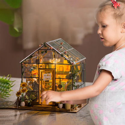 DIY Mini Flower House Kit – 3D Puzzle & Dollhouse with Furniture