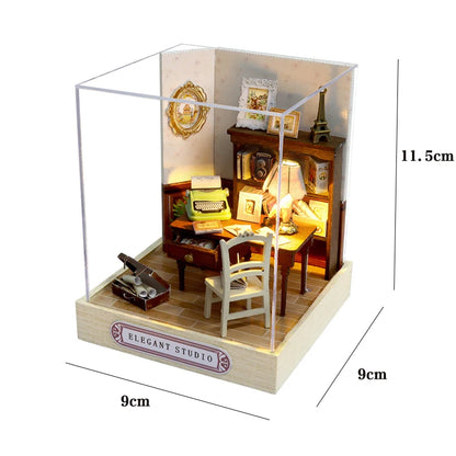 DIY Mini Flower House Kit – 3D Puzzle & Dollhouse with Furniture