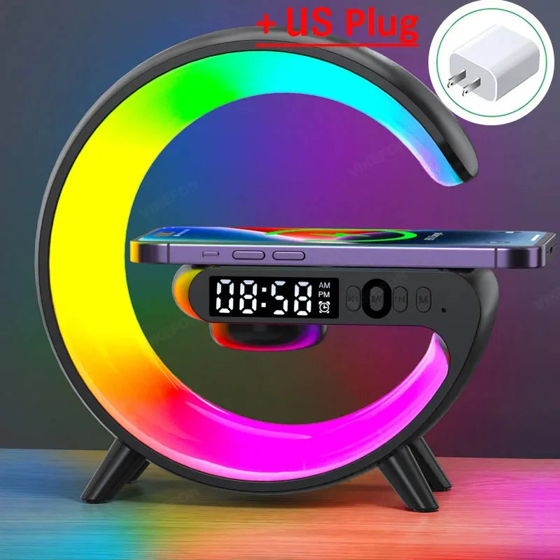 Multifunction Wireless Charger Pad Stand Speaker Night Light