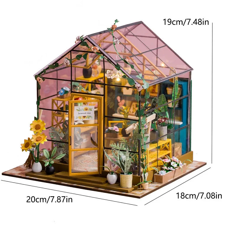 DIY Mini Flower House Kit – 3D Puzzle & Dollhouse with Furniture