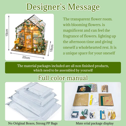 DIY Mini Flower House Kit – 3D Puzzle & Dollhouse with Furniture